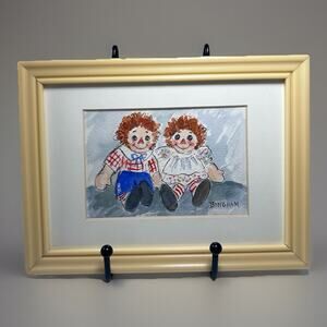 Raggedy Ann & Andy Original Watercolor signed Bingham Framed
